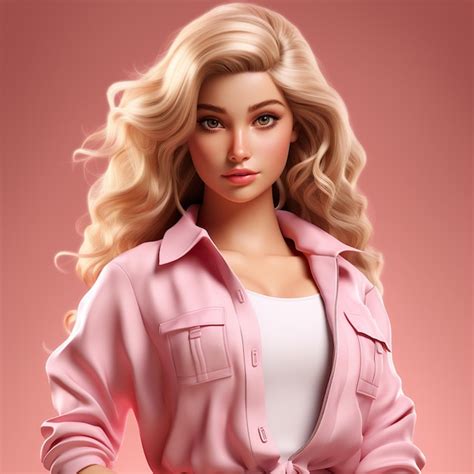 Premium Ai Image Barbie Doll Blond With Outfit Pink Stands Ai