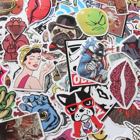 2018 funny 100pcs diy graffiti stickers multiple color skateboard stickers for laptop luggage