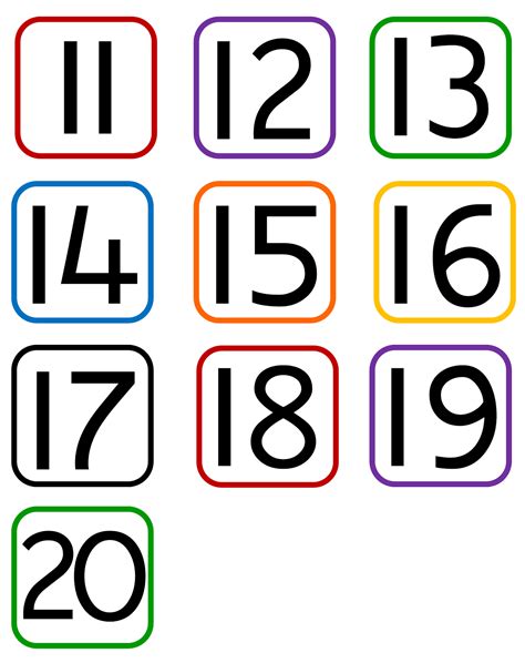 Preschool Numbers 11 20 Printables