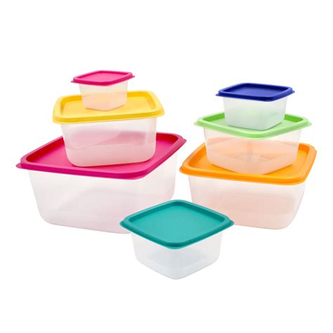 Mainstays Plastic Rainbow Food Storage Set Multi Color 14 Count