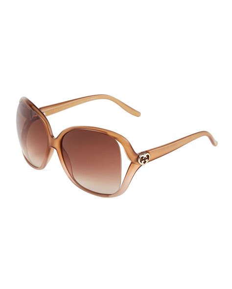 Gucci Oversized Square Acetate Sunglasses In Beige Natural Lyst