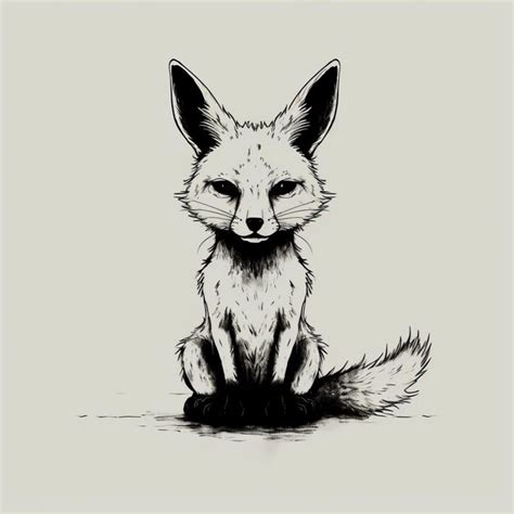 Premium Ai Image Minimalist Monochrome Fox Drawing With Darkly