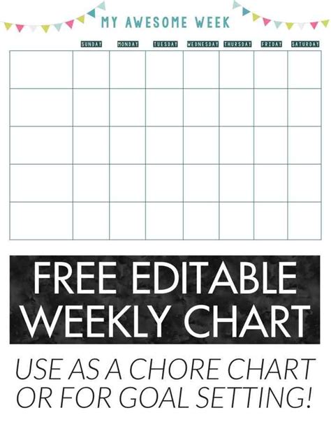 Free Editable Weekly Chart Great To Use As A Chore Chart For Kids Or