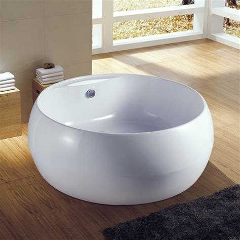Round Whirlpool Spa Acrylic Freestanding Bathtub With Brass Drain