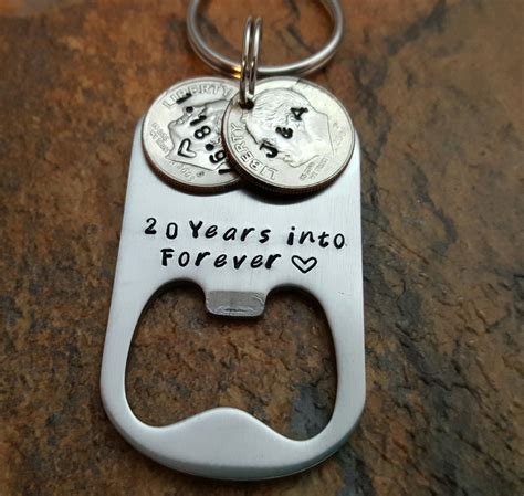 20th Anniversary Keychain 20 Years Into Forever Husband T For Men