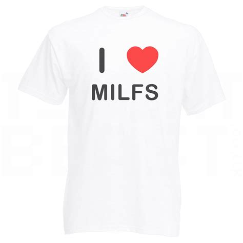 I Love Heart Milfs Quality Cotton Printed T Shirt Etsy Uk