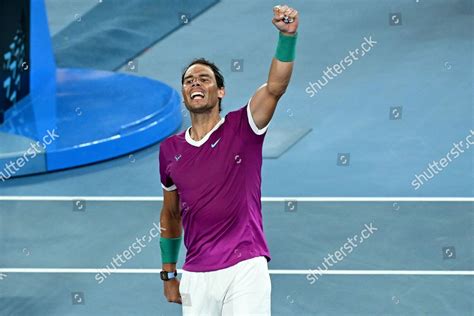 Rafael Nadal Spain Celebrates After Winning Editorial Stock Photo