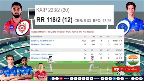 Live Cricket Scorecard Rr Vs Kxip Ipl 2020 9th Match Youtube