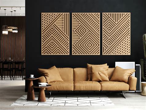 Modern Wood Wall Art Abstract Wooden Wall Panels Geometric Etsy