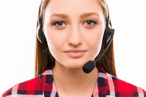 A Close Up Portrait Of Pretty Assistant Of Call Centre Stock Image