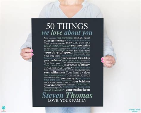 50 Things We Love About You Dad 50th Birthday T For Him Etsy