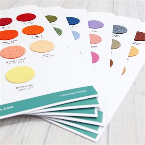 Felt Color Chart Swatch Card Color Matching Guide 116 Colors