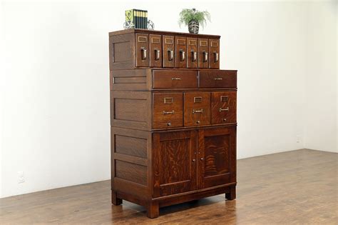 Green in color with brass hardware. SOLD - Oak Antique Stacking 12 Drawer File Cabinet, Shaw ...
