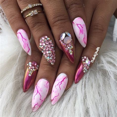 April ryan shows how to create a soft pink marble nail design using madam glam products. White and pink marble nails, full on bling nails with a ...