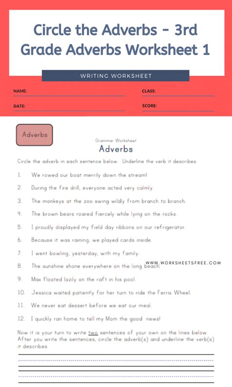 Circle The Adverbs Worksheet Verb Worksheets Adjective Worksheet My Xxx Hot Girl
