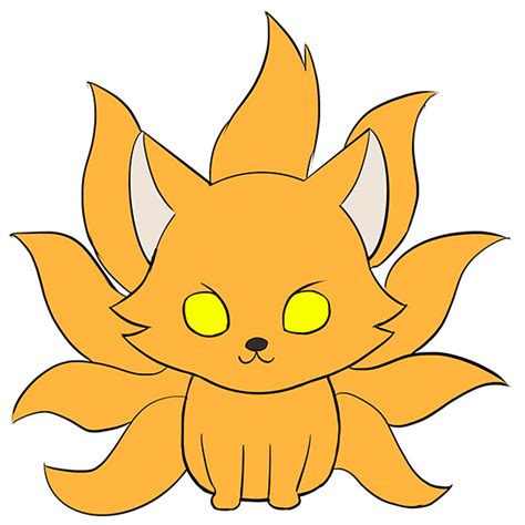 How To Draw A Nine Tailed Fox Easy Drawing Tutorial For Kids