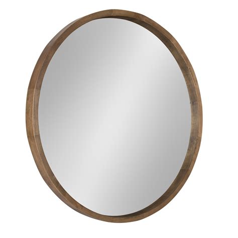 Kate And Laurel Hutton Round Decorative Wood Frame Wall Mirror 30 Inch