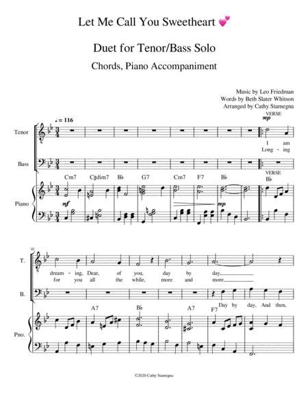 Let Me Call You Sweetheart Duet For Tenor Bass Solo Chords Piano Accompaniment Free Music Sheet