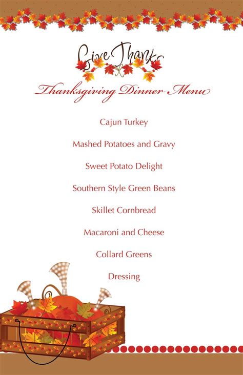 printable thanksgiving splendor menu  tamilyngardner