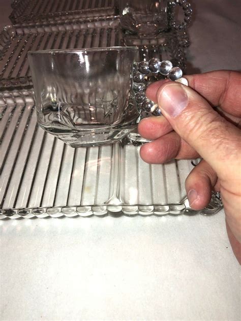 Retro Hazel Atlas Orchard Cut Glass Beaded Snack Drink Smoke Etsy