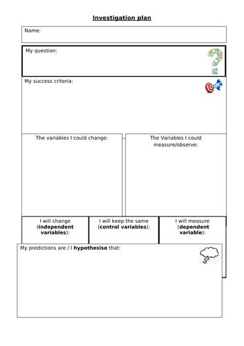 Science Investigation Template Plan Ks2 Teaching Resources