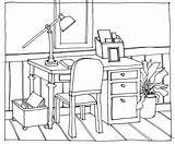 Drawing Table Chairs Desk Chair Line Office Drawings Perspective Cartoon Sitting Getdrawings Man Stuff Source sketch template