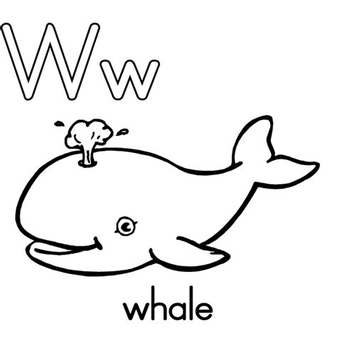 While the children are coloring the preschool printables below, have them name the color and the item. letter-W-whale-coloring-pages-alphabet | | BestAppsForKids.com