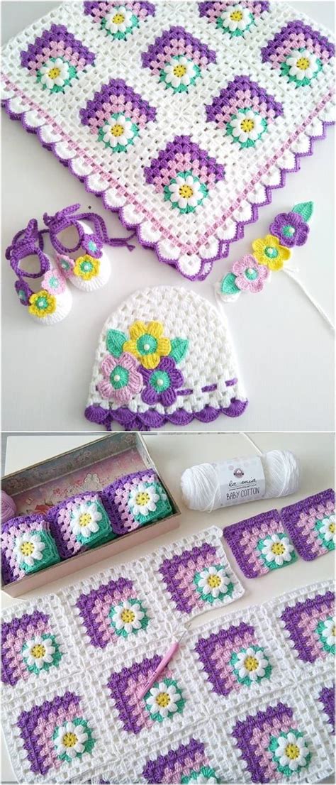 Mitered Daisy Granny Squares Blanket Free Crochet Tutorial Mundo De