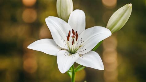White Lily Flowers Petals Stamens Blur Bokeh Background Hd Flowers