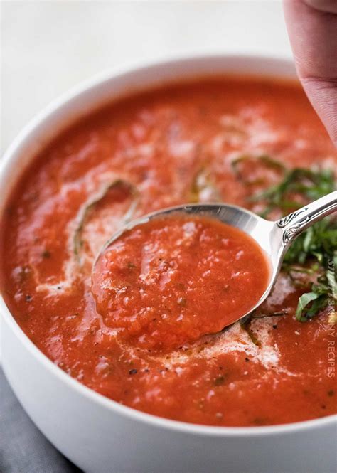 15 Minute Tomato Basil Soup With Pesto The Chunky Chef