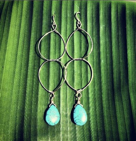 Items Similar To Turquoise Double Hoop Earrings K Gold Fill Or