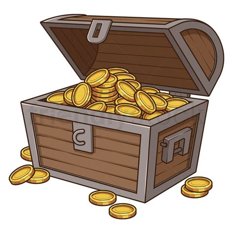Cartoon Treasure Chest With Gold Coins Vector Clipart Friendlystock