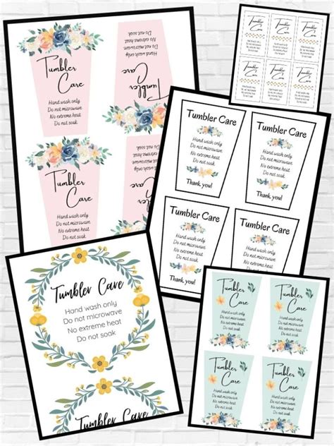 21 Cards With Free Printable Tumbler Care Instructions Download Instantly