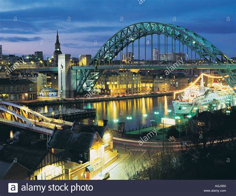 Newcastle Quayside At Night Newcastle Upon Tyne Stock