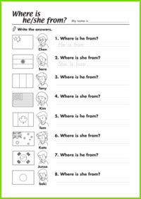 Tops kindergarten skill practice activities. Where Is He/She from? Worksheet | Maple Leaf Learning Library