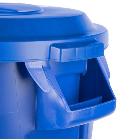 Rubbermaid BRUTE 32 Gallon Blue Round Recycling Can With Dolly And