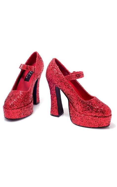 Dorothy Red Glitter Wizzard Of Oz High Heel Platform Adult Shoes