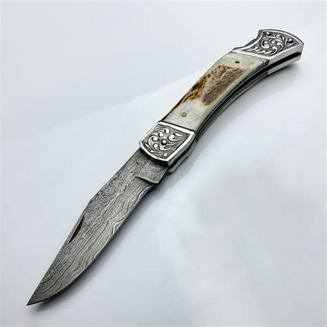 Damascus Lock Blade Pocket Knife 4 Blade Hand Made 4c2 D010