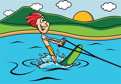 Guy Playing Water Skiing In The Lake 131348 Vector Art At Vecteezy