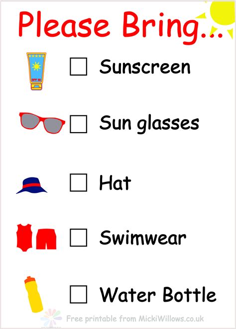 Sun Safety Check Sheet For Early Year Practitioners And Teachers To