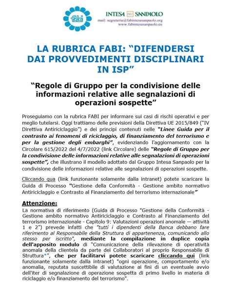 Fabi Gruppo Intesa Sanpaolo La Rubrica Fabi Difendersi Dai