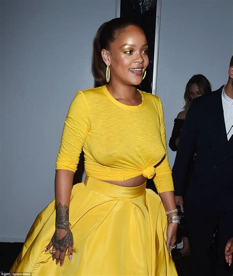 Rihanna Glows In Yellow Skirt For Fenty Beauty Nyfw Launch Photos