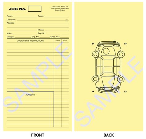 Car workshop job card template