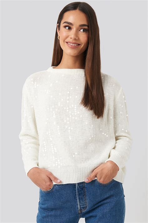 Sequin Sweater White Na