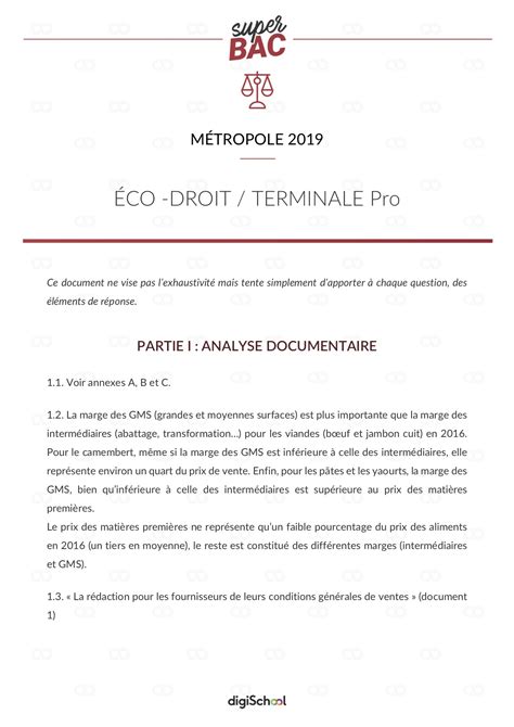 Eco Droit Bac PRO : Cours et Annales Corrigées