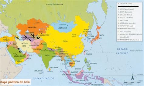 Mapa De Asia Con Nombres Y Capitales