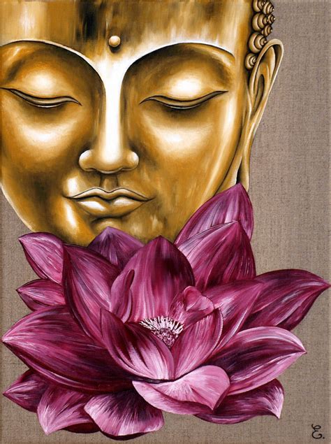 bouddha au lotus rose peinture par estelle barbet artmajeur