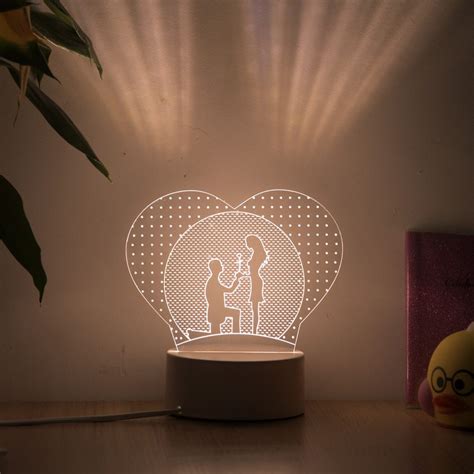romantic love 3d lamp heart shaped balloon acrylic led night light decorative table lamp