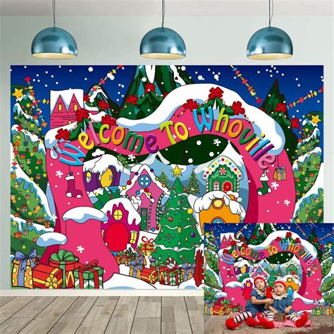 7×5ft Christmas Backdrop Welcome To Whoville Backdrop Mulcolor