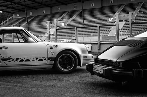 Black And White Photo Porsche 911 Cars And Roses